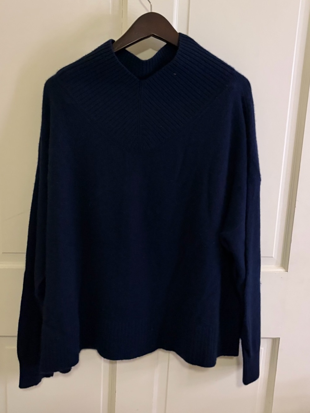 Maeve Dark Navy Cashmere V-Neck Sweater